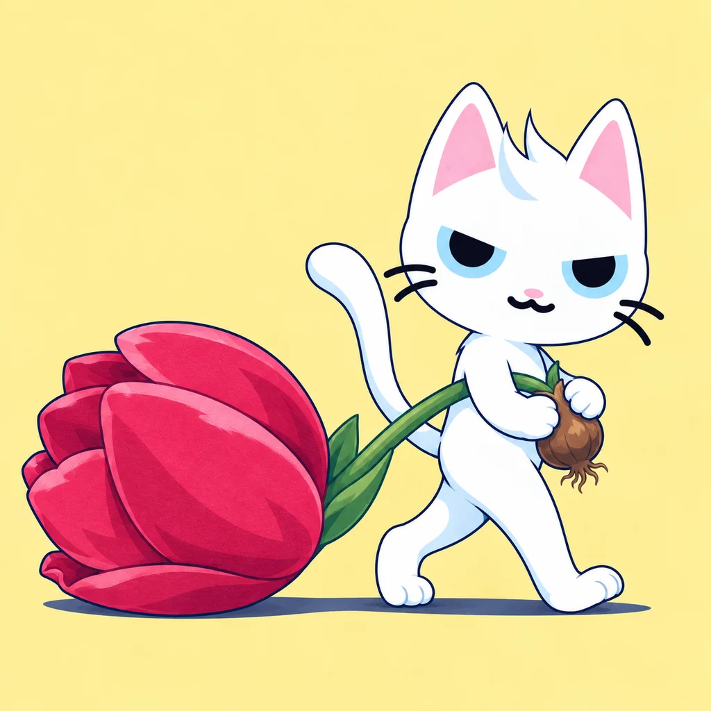 MEW moving a tulip as though it were a bedroll